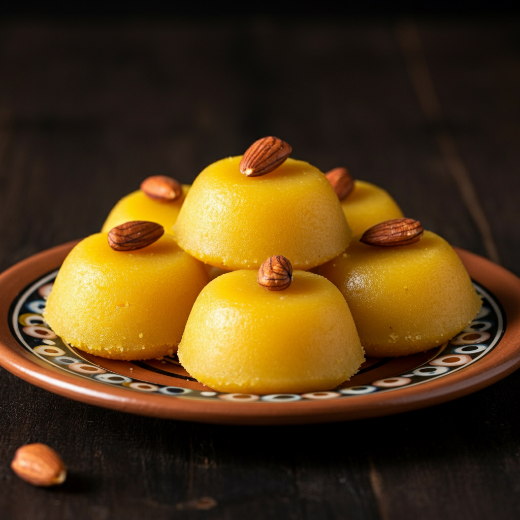 A traditional dessert made from corn flour, sugar, and nuts.